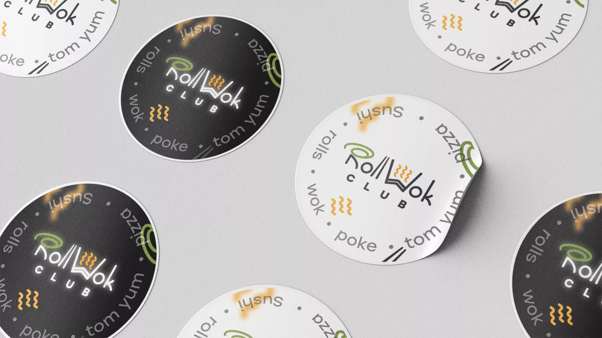 Разработка наклеек для суши-бара «Roll Wok Club» в Арске